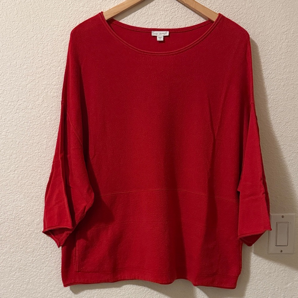 J.Jill Pure Jill Cotton (95%)/Cashmere (5%) Red Kimono Sweater, Small